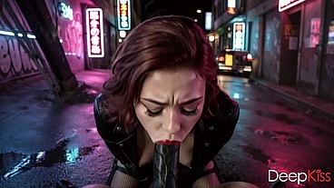I picked up a horny rocker chick outside a nightclub. She took my cock into her mouth with such relish that I ended up cumming all over her face.[AI]