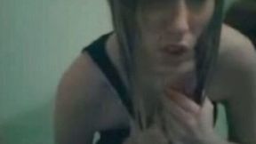 Busty and skanky teen bitch on the webcam flashes her tits