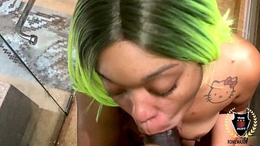 Green Haired Nympho Vixen Vanity Got Mounted By Rome In The Bathroom!