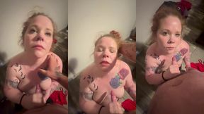 sexy redhead face fucked and gagging takes a facial