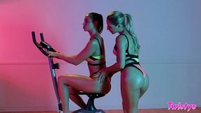 Two fitness lesbian girls Abella Danger and her GF are rubbing against each other