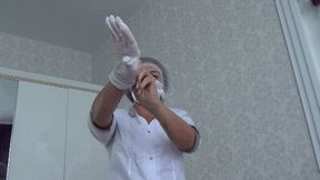 A sexy gynecologist nurse sees patients Mc