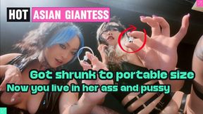 Got shrunk to portable size, Now you live in her ass and pussy Asian Giantess