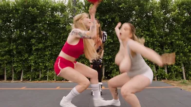 Tranny Gracie Jane Fucking The Referee Rocky Emerson And Her Big Boobed Gf