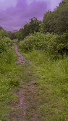 Exploring new tracks walking naked barefoot