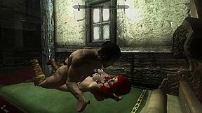 A Muscular Warrior Enjoys Sex With A Red-haired Whore In The Porn Game Skyrim