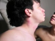 He sucks his coworker's cock with a lot of attitude