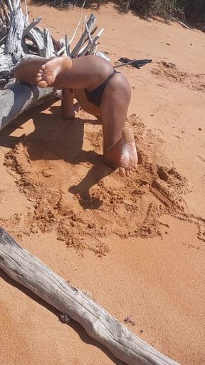Ladysilva on the beach in panties tanning her hot ass