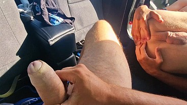 A passing hetero man fucked my wet shaved hole right on the side of the road, hot cum