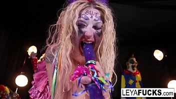 Crazy Clown Leya takes her aggressions out on her pussy