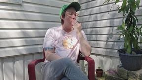 Smoking a Cigarette with nose honking and coughing