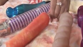 Mature Brunette MILF Shoves Carrot Deep in Her Ass