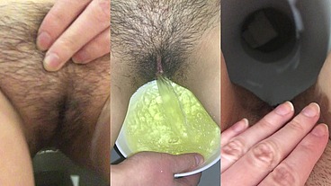 Pissing girl, urine close-up. Shows very dirty worn underpants. COMPILATION 4 videos