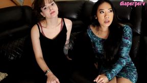 Messy diaper floor change with Kiara Star and Josie Jo