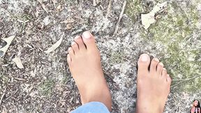 Mommy Struts Barefoot Outside