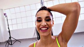 Amateur busty tied up stripper gets pussyfucked by lad