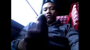 gay indonesian jerking outdoor on bus