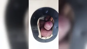 Hairy bear enjoys gloryhole anal and piss play with big uncut cock