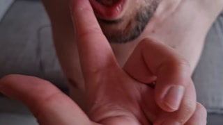 Mistress cuts slave's boxers and gives him a ruined orgasm while he is tied to a chair