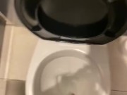 Wanking in gym toilets again with big cumshot nearly got caught