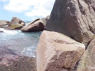 Hotwife went to a in nature's garb beach to screw one more stud and get lots of milk in her throat