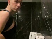 Flashing my cock at the gym toilet