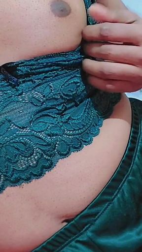 Cute and Hot Asian Ladyboy in Sexy Silk Lingerie Night Wear
