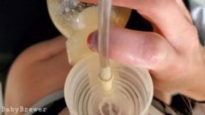 Close-Up FPOV Nipple Pumping Breast Milk