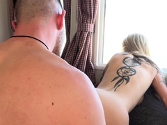 Hardcore fucking on the couch with amateur blonde