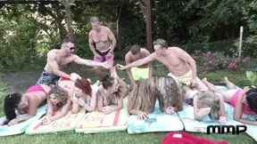 Hot neighbors get wild at a summer swinger party