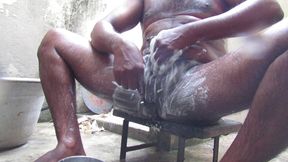 Mature Hot Man Bathing and Erasing Cock Hairs