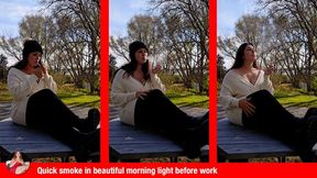 Smoking Girl on a Picnic Table