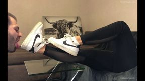 Dirty White Sneaker Worship - Valeria Night (Side View)