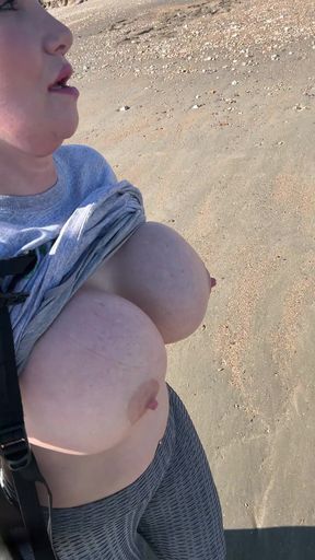 Tits, Hairy Pussy and Ass Out on the Beach!!