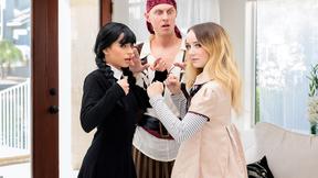 ”Halloween teens Aria Valencia & Maria Kazi share stepbrothers big dick”