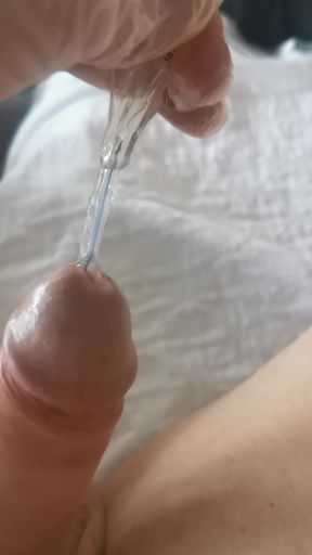 Playing with my catheter and cock 2
