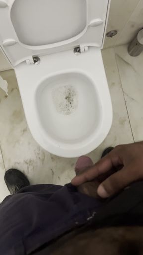 Security Guard on the Shopping Bathroom Pissing and Looking for Fun