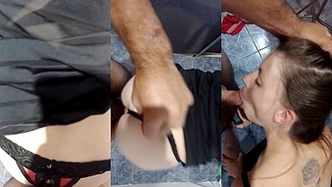Novinha de camisola chupa até levar gozada na cara