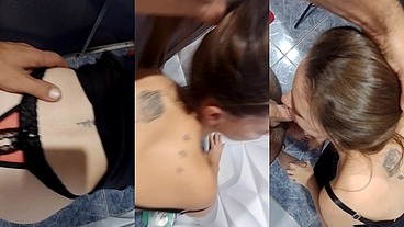 Novinha de camisola chupa até levar gozada na cara