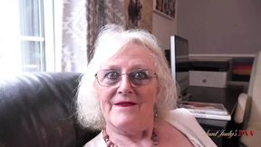 Mature British MILF Claire displays off big tits and sucks schlong