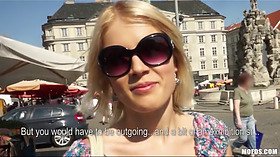 Sweet Cat's stunning blonde ass bounces on a massive dick in public like a pro