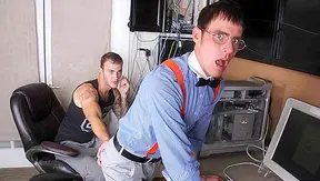 Geeky Twink Duo Ignites Hot Couch Action in Steamy Office Encounter – 18+