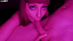 Sexy girlfriend sensual sucking big cock after party - cum in mouth
