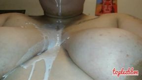 BBW swallows cum then shows off jiggly titties
