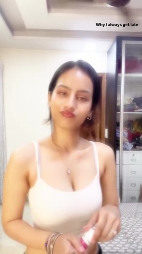 Curvy teen with big tits plays with herself