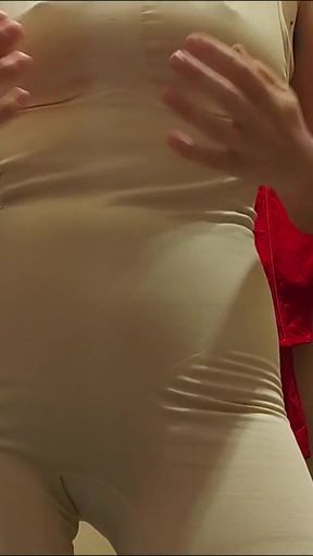 Naughty sexy milf tries on naked clothes. Hairy latina pussy tries on clothes in bed.   Clip 1