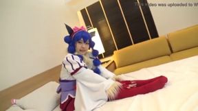 Blue-Haired Hottie's Fiery Squirt Showdown Anime Cosplay Adventure
