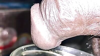 Micro penis pissing full of glass