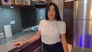 My stepdaughter comes home late because she's with her classmates, but she has no choice but to pay her punishment with sex