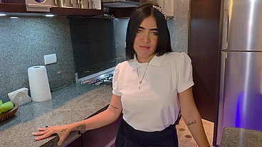 My stepdaughter comes home late because she's with her classmates, but she has no choice but to pay her punishment with sex
